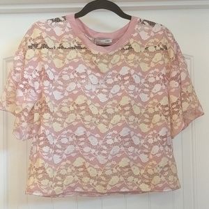 NWT Zara lace tee with bell sleeves, small